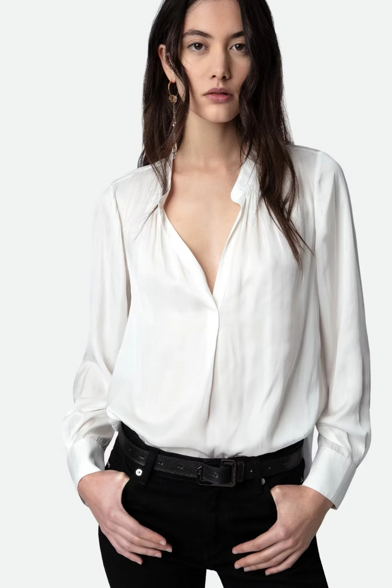 Tink Satin Blouse Blanc