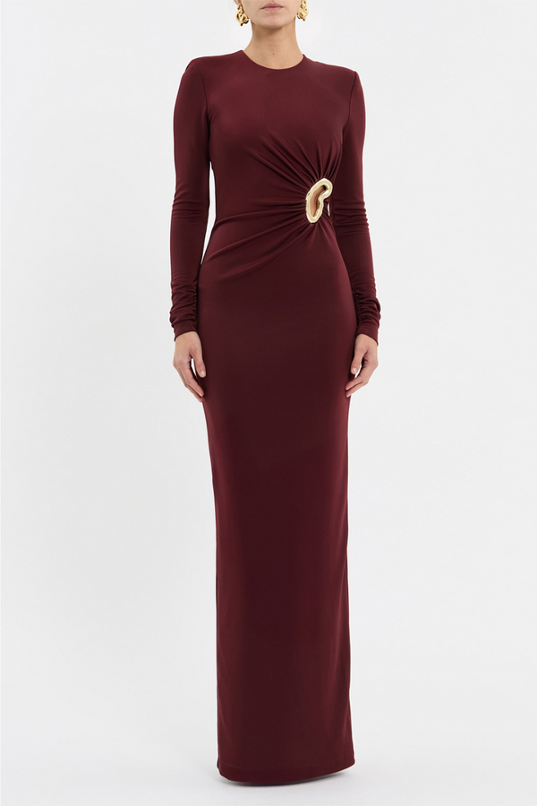 Mischa Long Sleeve Maxi Dress Wine