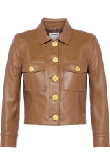 Kumi Cropped Leather Jacket Soft Cognac