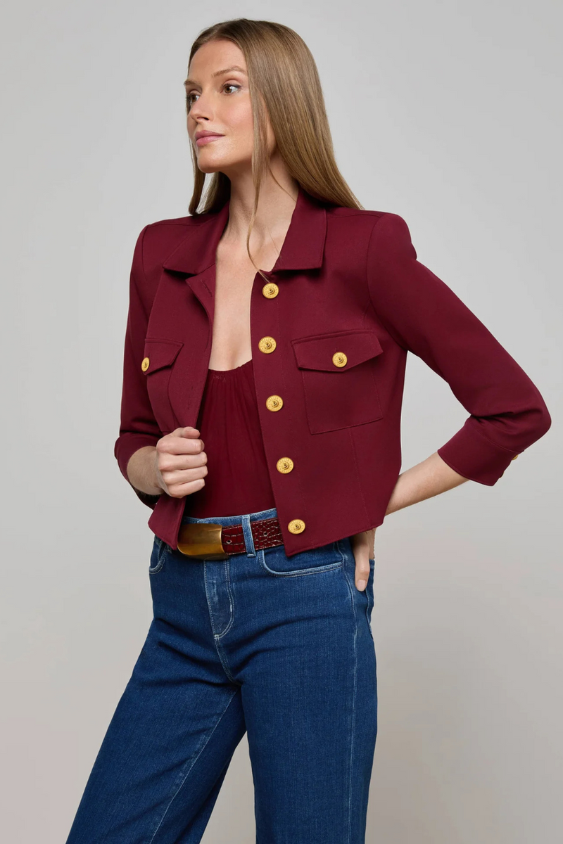 Kumi Cropped Jacket Black Cherry