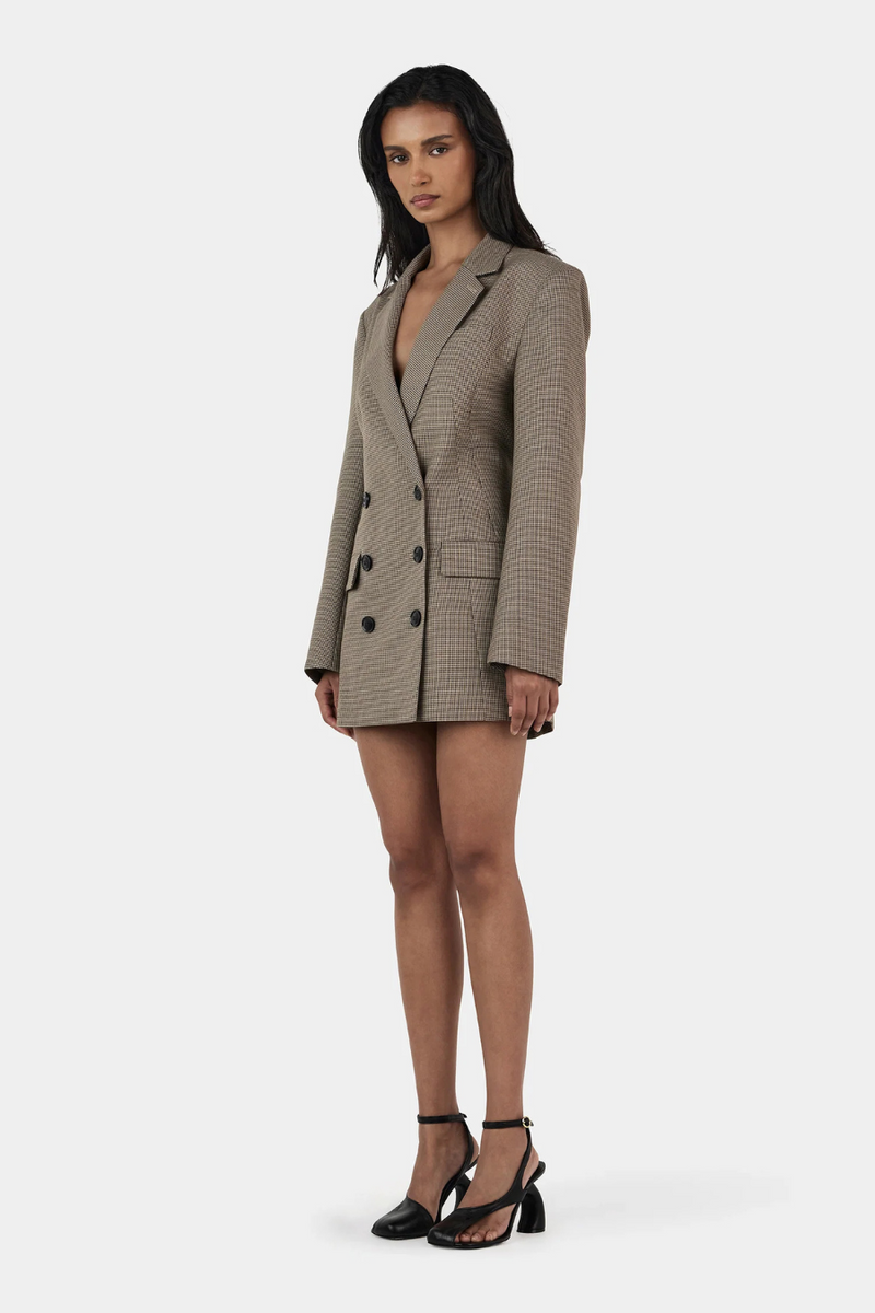 Callum Blazer Dress Chestnut Check