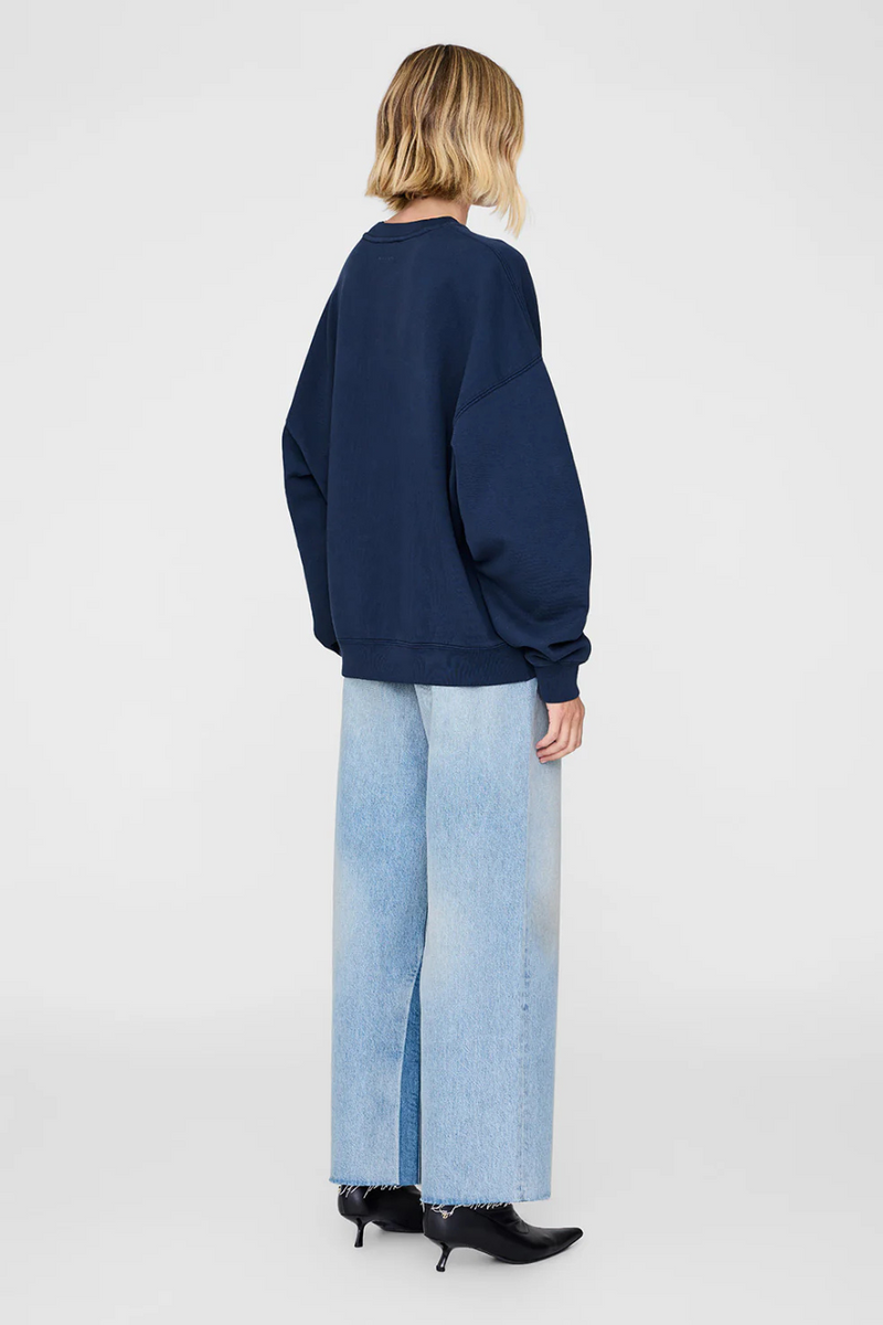 Miles Sweatshirt Letterman Washed Navy