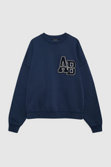 Miles Sweatshirt Letterman Washed Navy