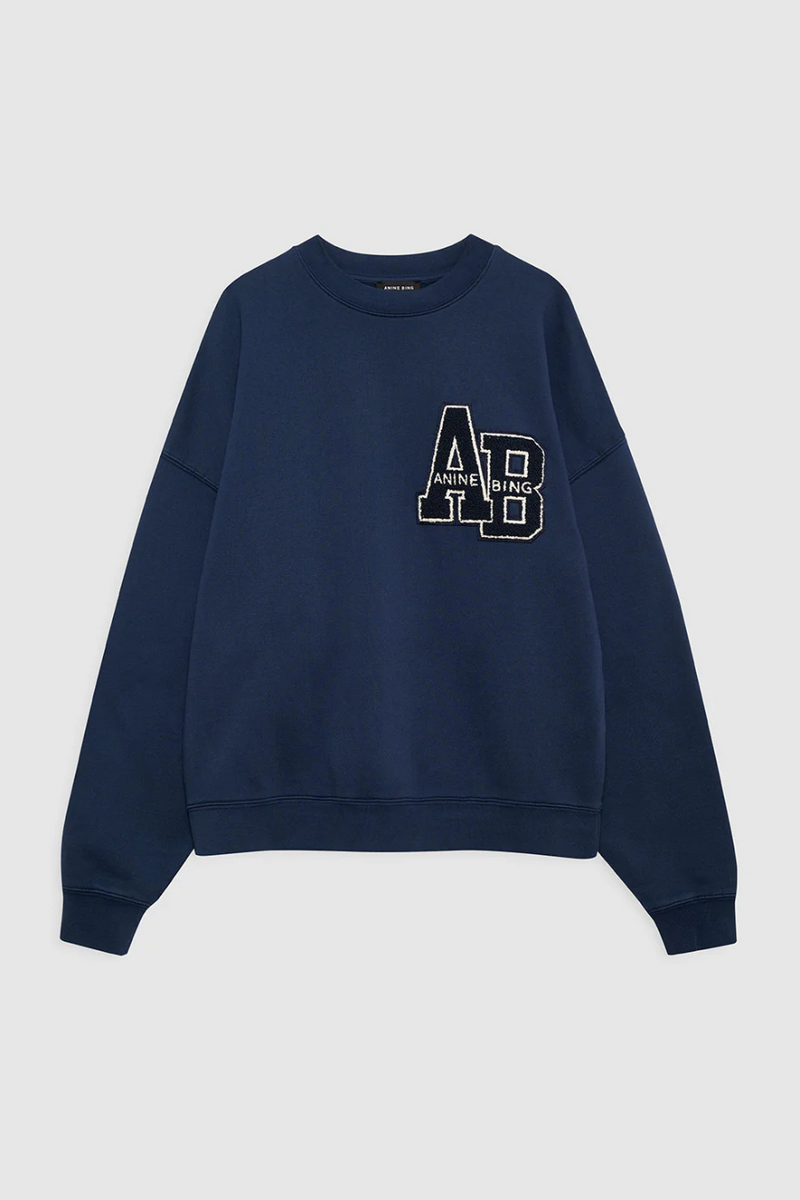 Miles Sweatshirt Letterman Washed Navy
