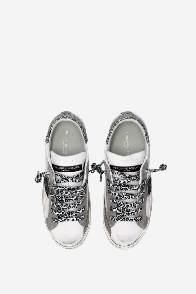 PRSX Low Woman Veau Metal Leo Blanc Noir