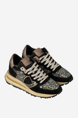 Tropez Haute Low Woman Glitter Daim Noir