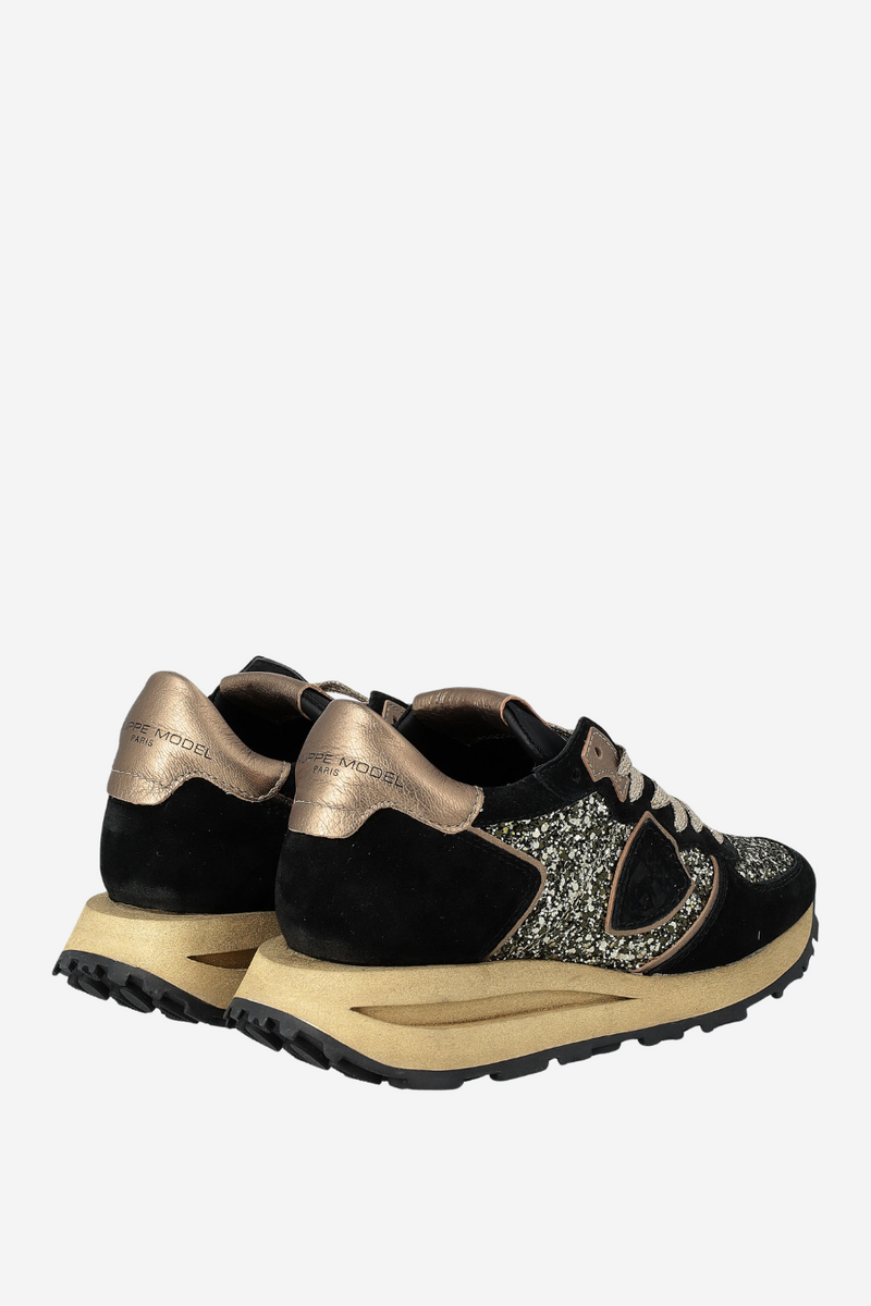 Tropez Haute Low Woman Glitter Daim Noir