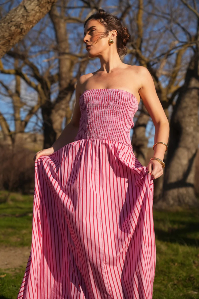 Layla Dress Magneta Stripe