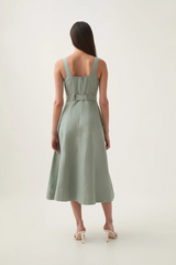 Clay Belted Midi Dress Willow Green