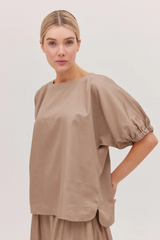 The Gathered Sleeve Top Praline