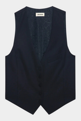 Emaux Tailored Virgin Wool Vest Encre