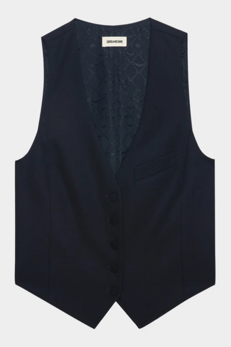 Emaux Tailored Virgin Wool Vest Encre