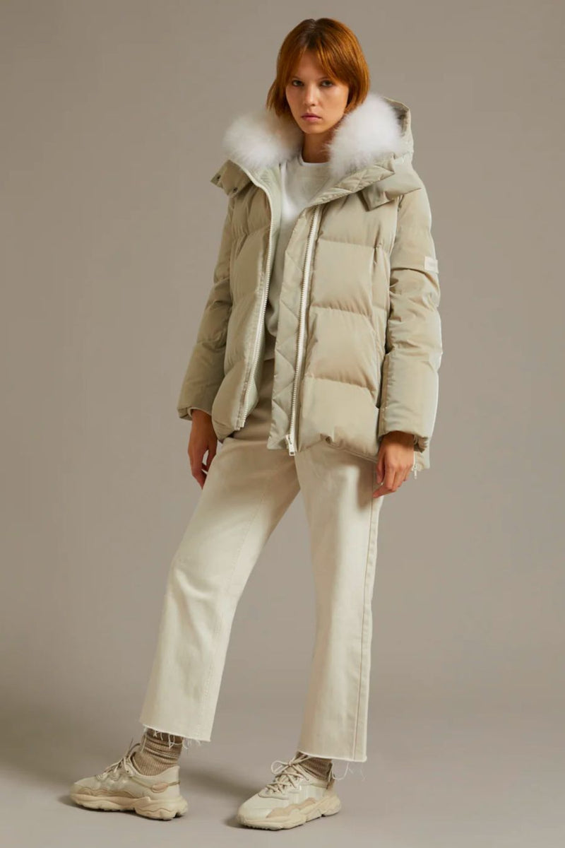 Glazed Technical Parka 76cm Pearl