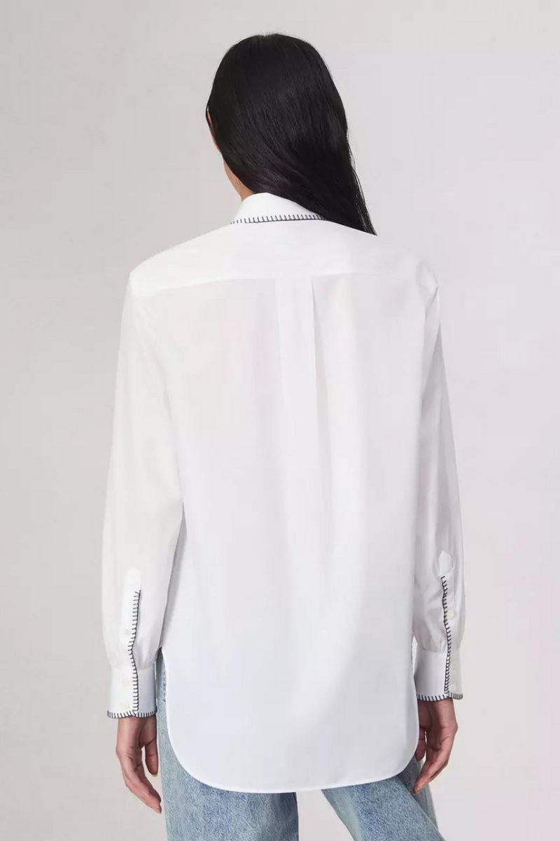 Maxine Blanket Stitch Shirt White