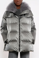 Glazed Technical Parka 76cm Basalte