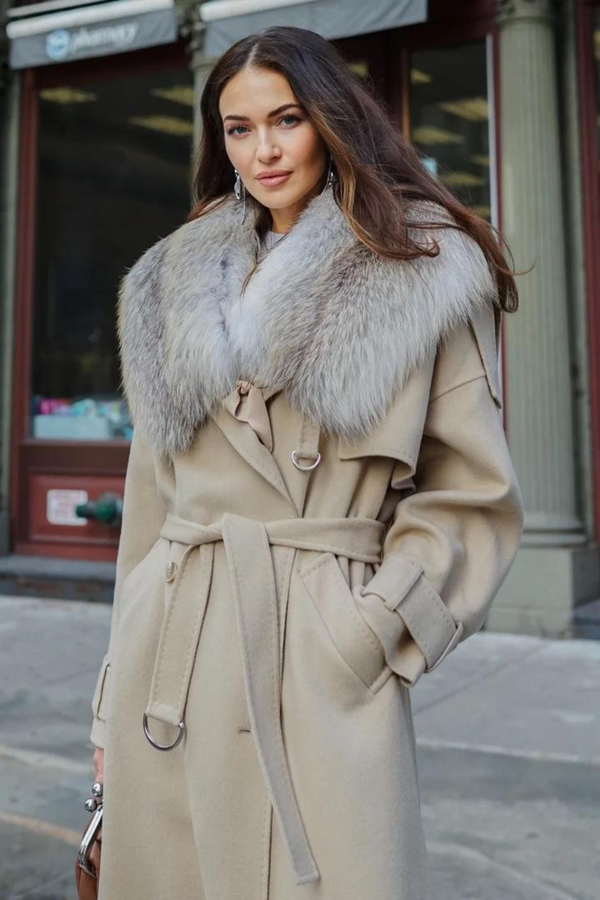 Wool Oversized Trench Coat Irish Cream