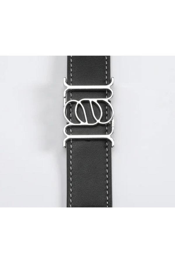 Double-Sided Smooth Leather Belt Black/Tan/Silver