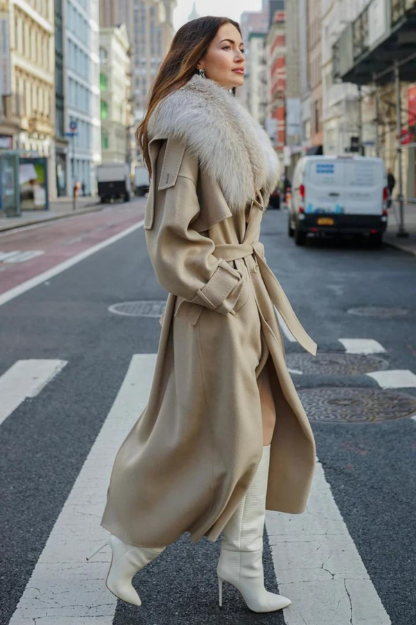 Wool Oversized Trench Coat Irish Cream