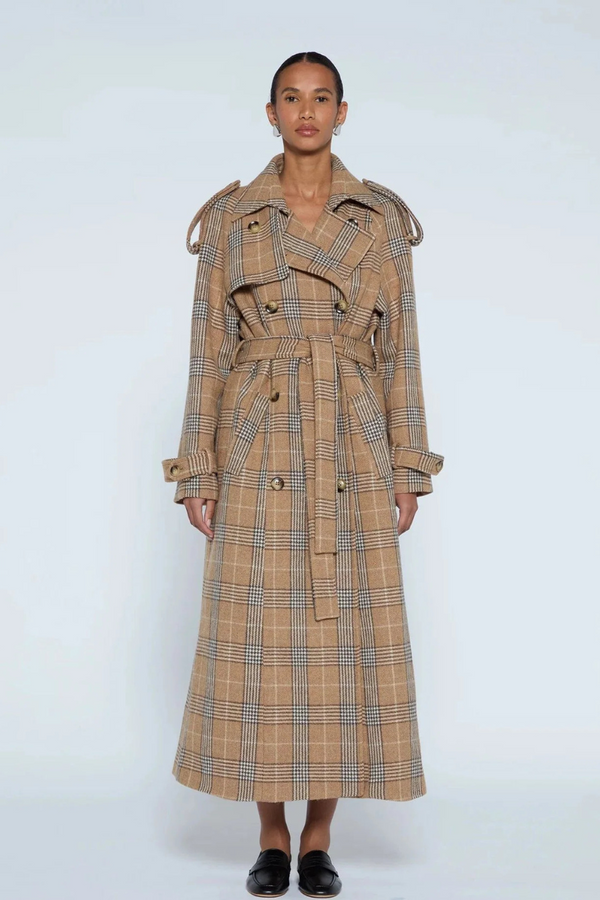 Everly Wool Coat Brown Check