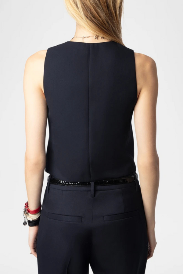 Emaux Tailored Virgin Wool Vest Encre