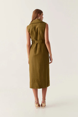 Encompass Utility Midi Dress Deep Olive