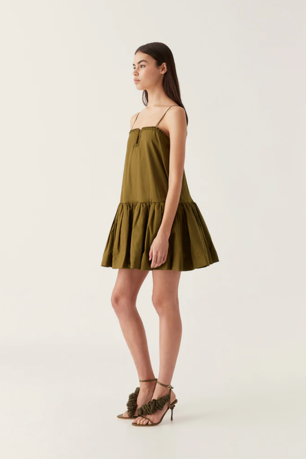 Willow Sweatheart Mini Dress Deep Olive