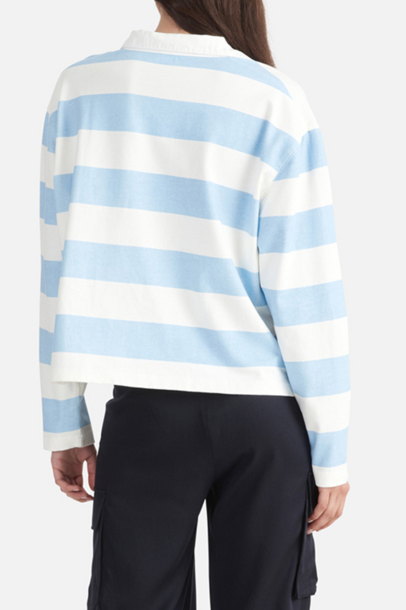 Penelope Cropped Polo Calm Blue Stripe