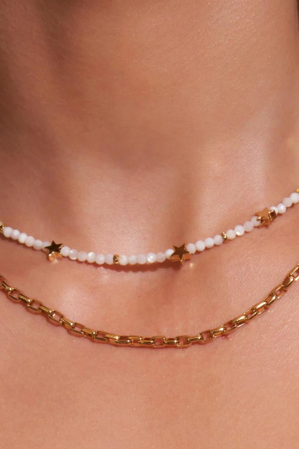 Superstar Gemstone Necklace White Jade