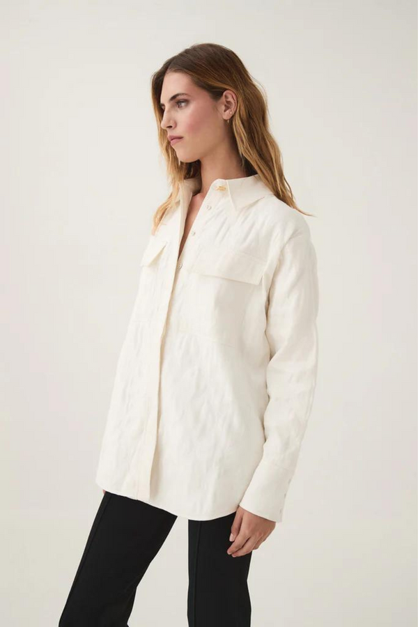 Ashlar Quilted Shirt Jacket Ivory