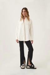 Ashlar Quilted Shirt Jacket Ivory