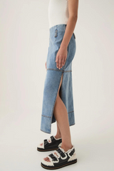 Outline Denim Midi Skirt Coastal Blue