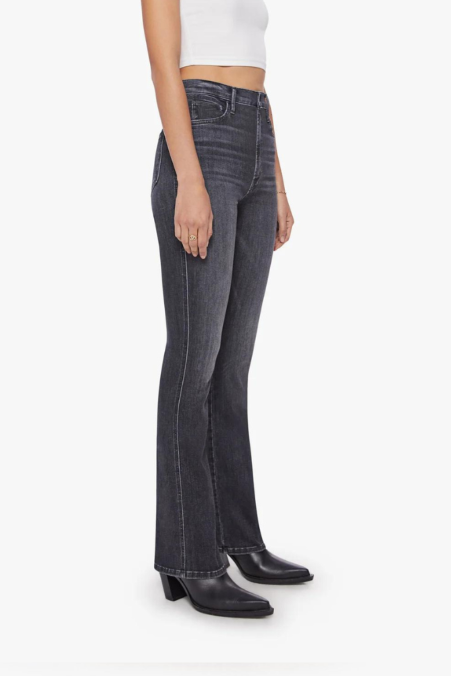 デニム・ジーパン MOTHER 'HW Smokin Double Heel' jeans Gray MOTHER Women's High Waist Smokin Double Heel Jeans, Smoking