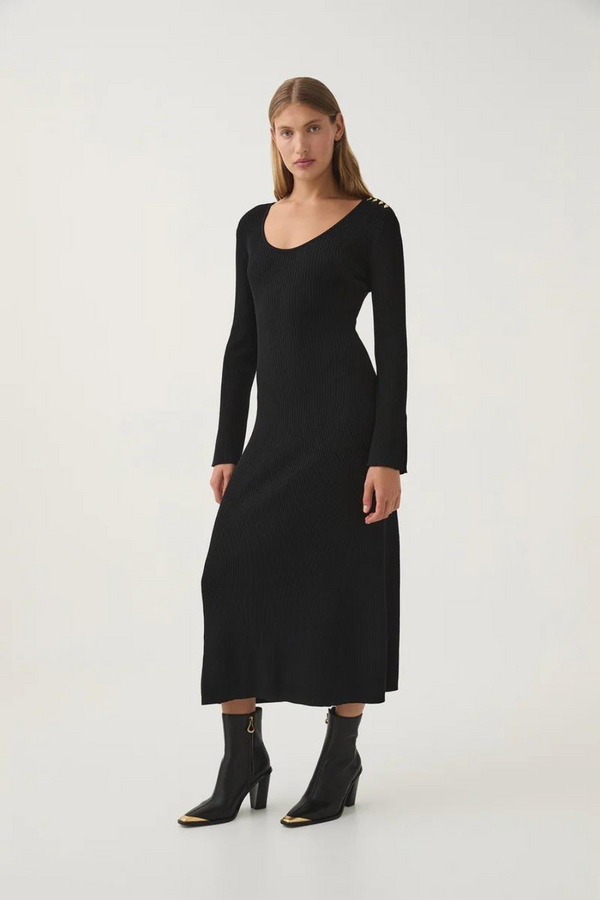 Zeitgeist Knit Midi Dress Black