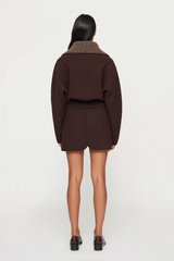 Dakota Boiled Wool Bomber Chocolate