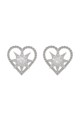 Kind Heart Earrings Silver - White Zircon