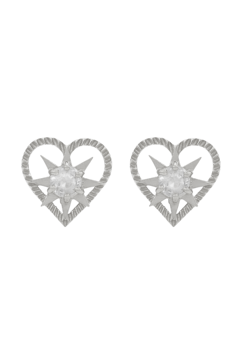 Kind Heart Earrings Silver - White Zircon