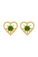 Kind Heart Earrings Gold - Chrome Diopside