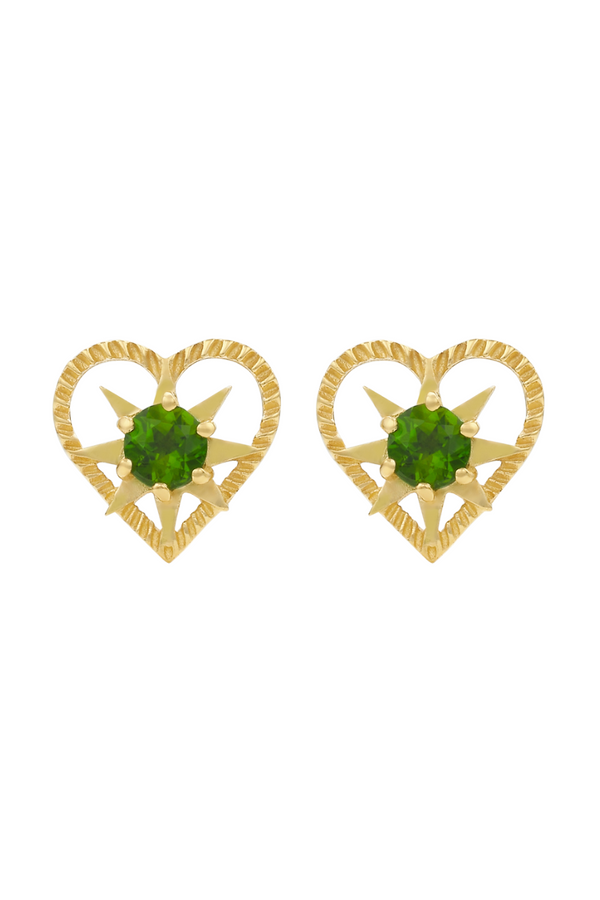 Kind Heart Earrings Gold - Chrome Diopside