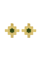 Inka Studs Gold - Chrome Diopside