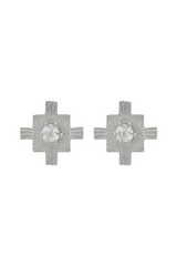 Inka Studs Sterling Silver - White Zircon