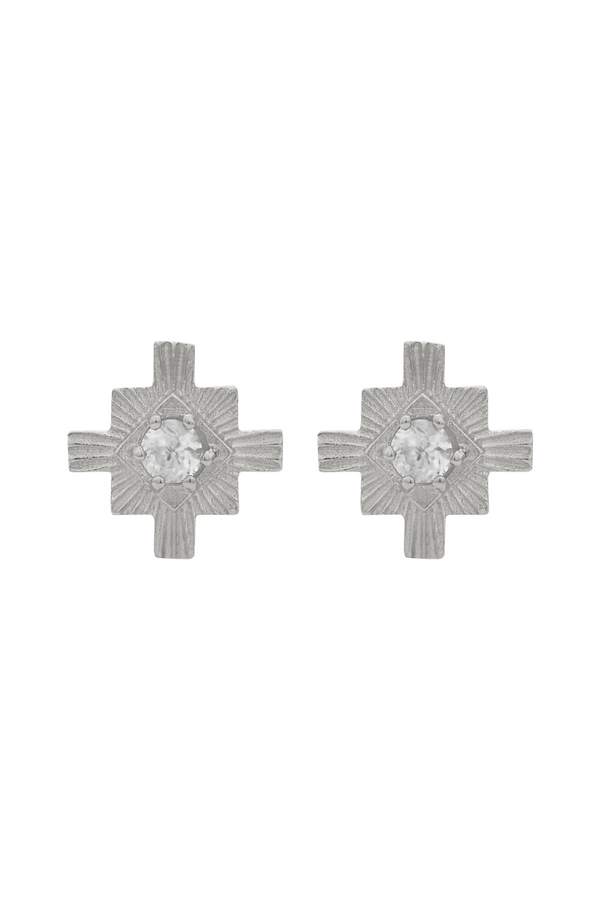 Inka Studs Sterling Silver - White Zircon