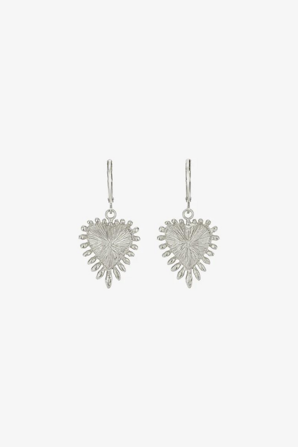 Heart Rays Earrings Sterling Silver
