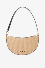 Iri Arc Raffia Pouch Sand/Black