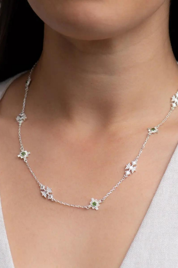 Ayllu Necklace Sterling Silver - Chrome Diopside