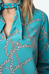 Tuile Silk Blouse Aqua