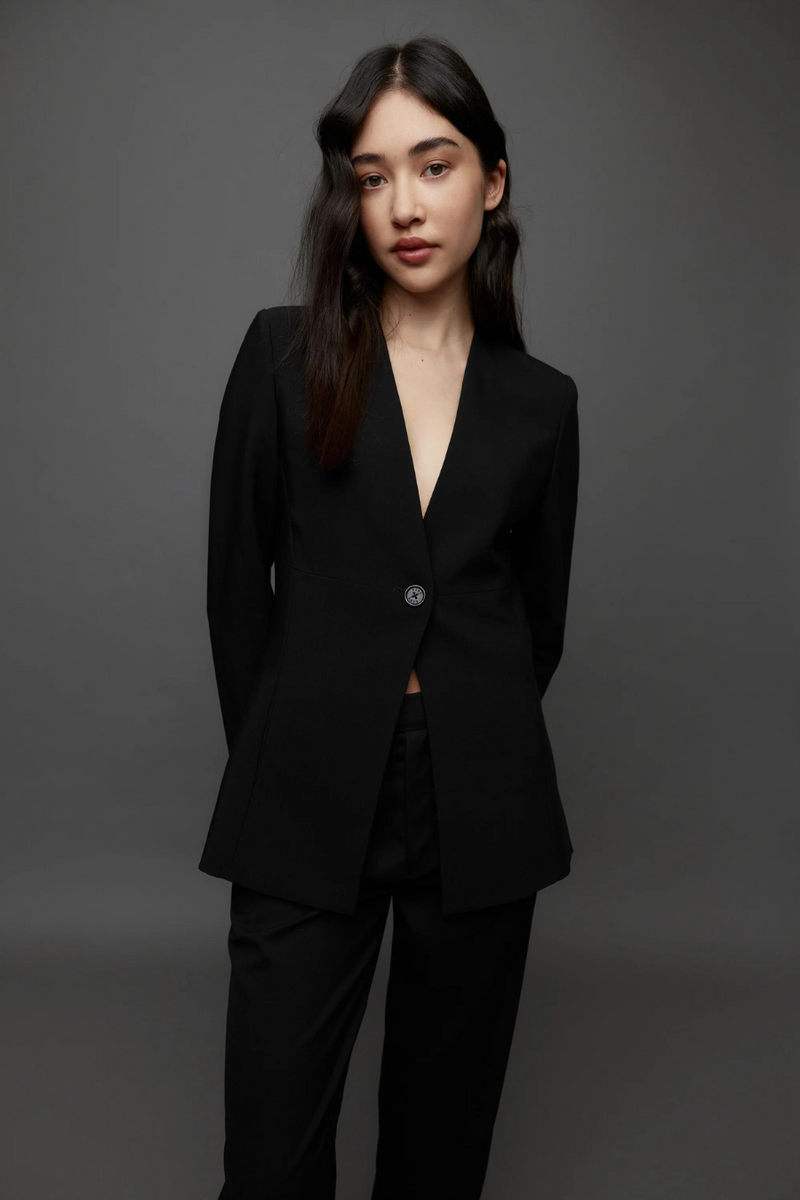 Collarless Blazer Black