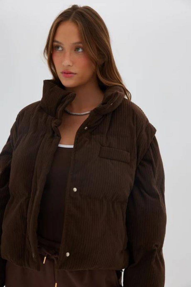 Corduroy Puffer/Vest Chocolate