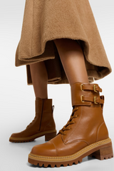 Mallory Buckled Ankle Boots Tan Leather