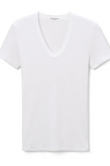 Avril Short Sleeve Rib U Neck White