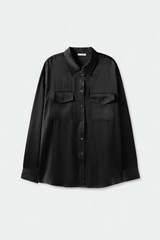 Silk Laundry Boyfriend Shirt Black